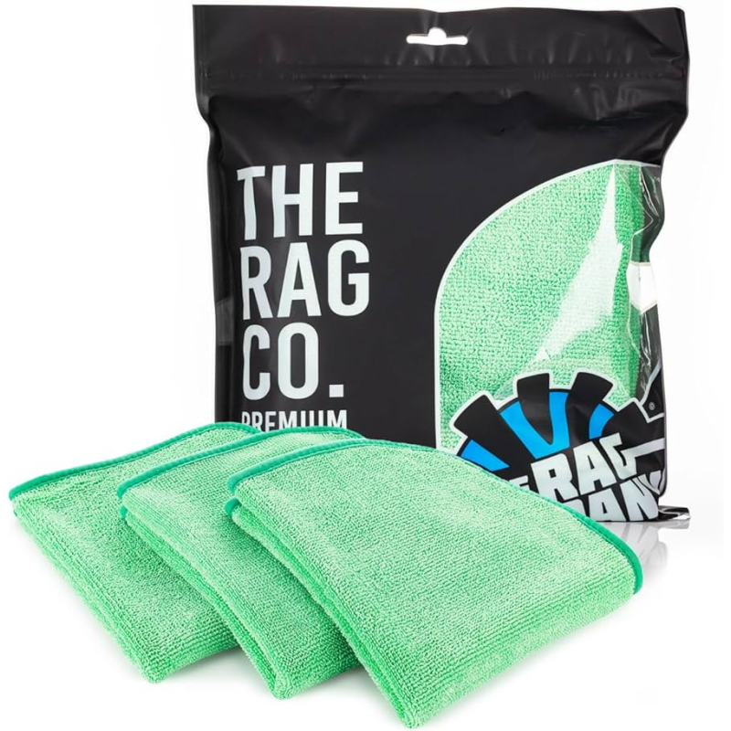 The Rag Company - FTW Premium Twisted Loop Glass Towel  Green - 3 Pack